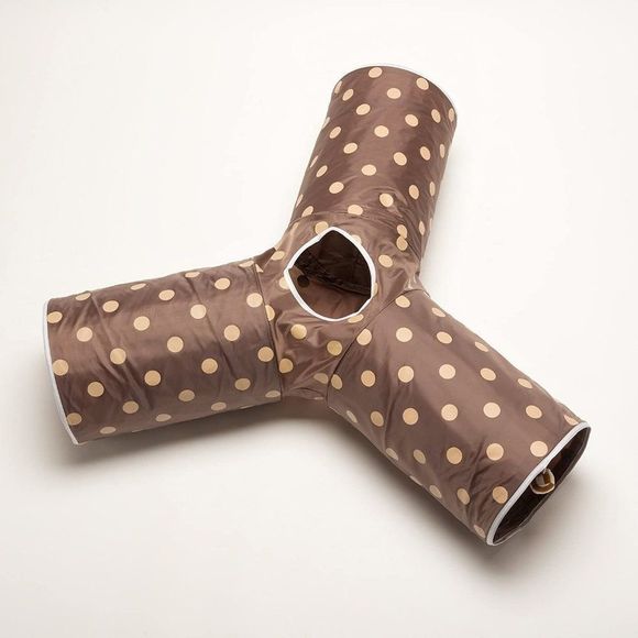 Prosper Pet Cat Tunnel - Collapsible 3 Way Polka Dot Play Toy - Tube Fun - Picture 1 of 3